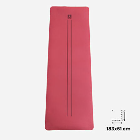 Rebuwo Çift Çizgi Tasarımlı Armonia Collection Yoga Pilates Matı 6mm Kaymaz Hafif Taşınabilir - Bordo